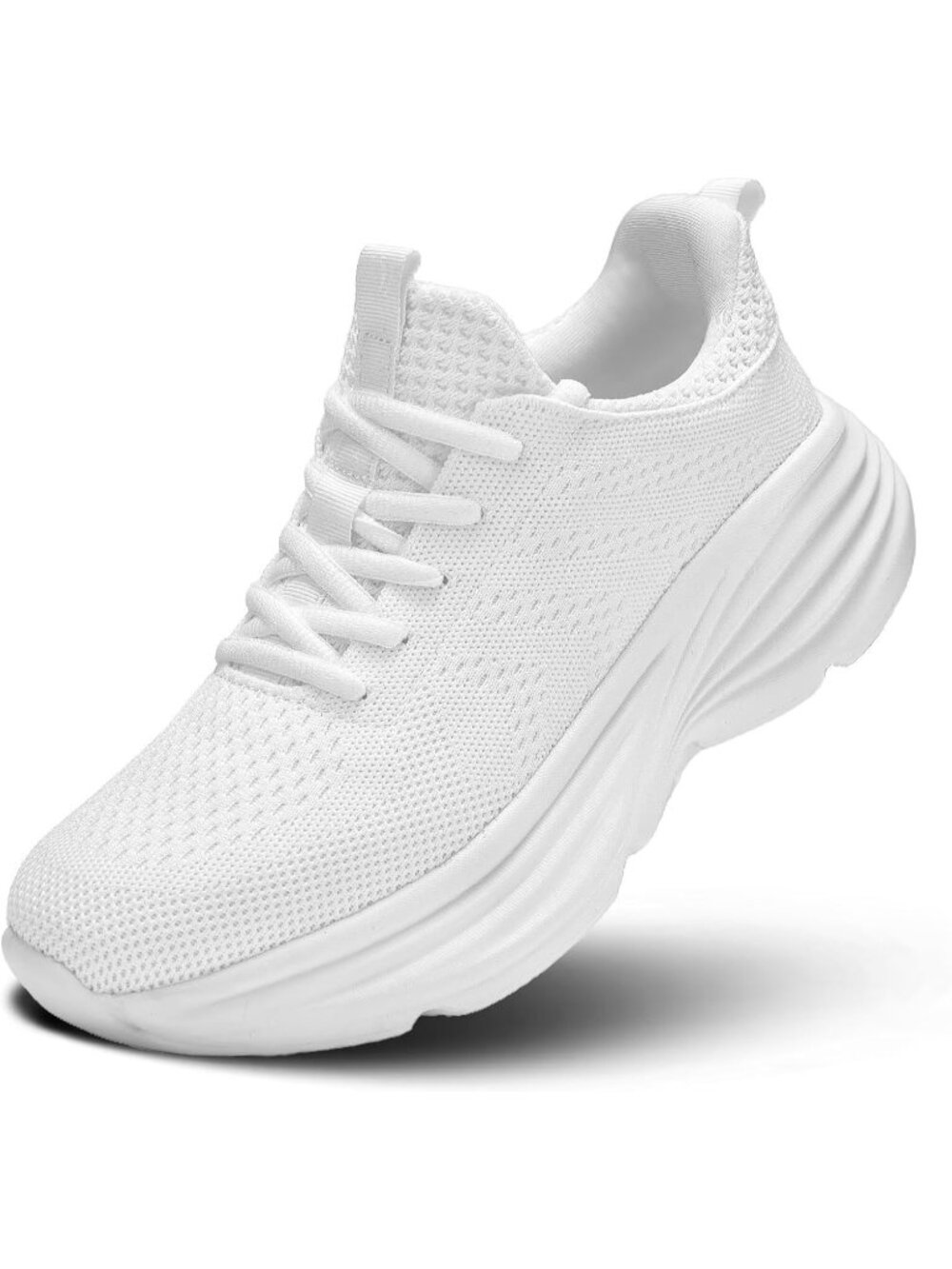Men's White Non Slip Walking Shoes Lightweight Breathable Casual Running Shoes